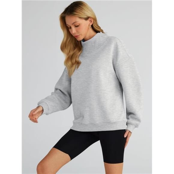 Women's Oversized Turtleneck Sweatshirt – Long Sleeve Pullover Hoodie for Fall - Picture 2 of 7